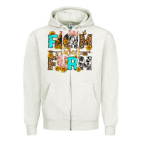 Oatmeal Heather farm sweet farm western  olivia Zipper Hoodie - OliviaCreatesArt