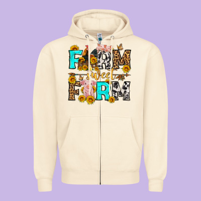 Farm Sweet Farm Western  Olivia Zipper Hoodie Designed By Oliviacreatesart