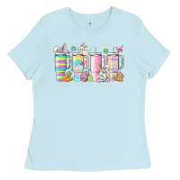 Baby Blue retro groovy easter Ladies Tee - MaliasSmallBusiness
