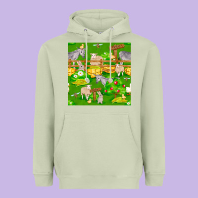Farm Life Seamless Pattern Heavyweight Hoodie Designed By Fadigitalartstudio