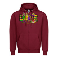 Burgundy love lips mardi gras Zipper Hoodie - OliviaCreatesArt