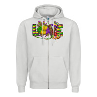 Dove Grey love lips mardi gras Zipper Hoodie - OliviaCreatesArt