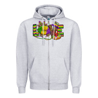 Heather Grey love lips mardi gras Zipper Hoodie - OliviaCreatesArt