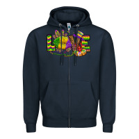 Navy love lips mardi gras Zipper Hoodie - OliviaCreatesArt