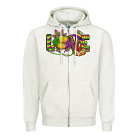 Oatmeal Heather love lips mardi gras Zipper Hoodie - OliviaCreatesArt