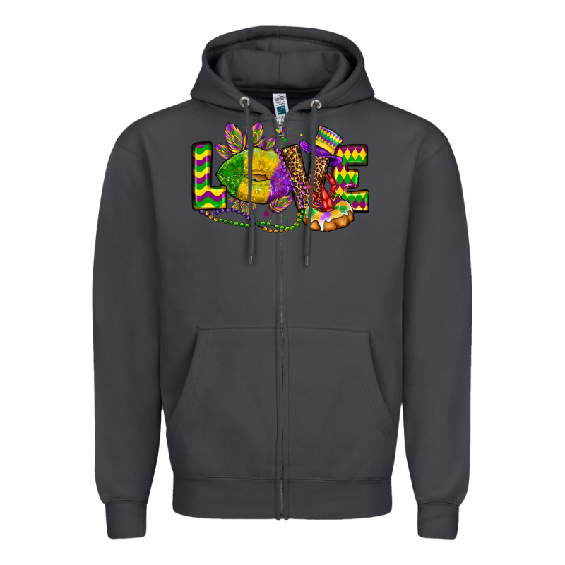 Love Lips Mardi Gras Zipper Hoodie by OliviaCreatesArt | Teevron