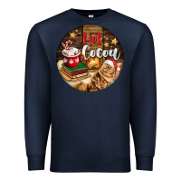 Navy Hot Cocoa With Cat Premium Sweatshirt - FaDigitalArtStudio