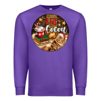 Purple Hot Cocoa With Cat Premium Sweatshirt - FaDigitalArtStudio
