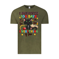 Vintage Olive i survived 100 days it's fine i'm fine Vintage Tee - Artiststas