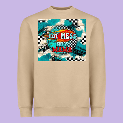 Hot Mess Boy Mama With Fire Heavyweight Sweatshirt Designed By Tumblerdesignbyshophia