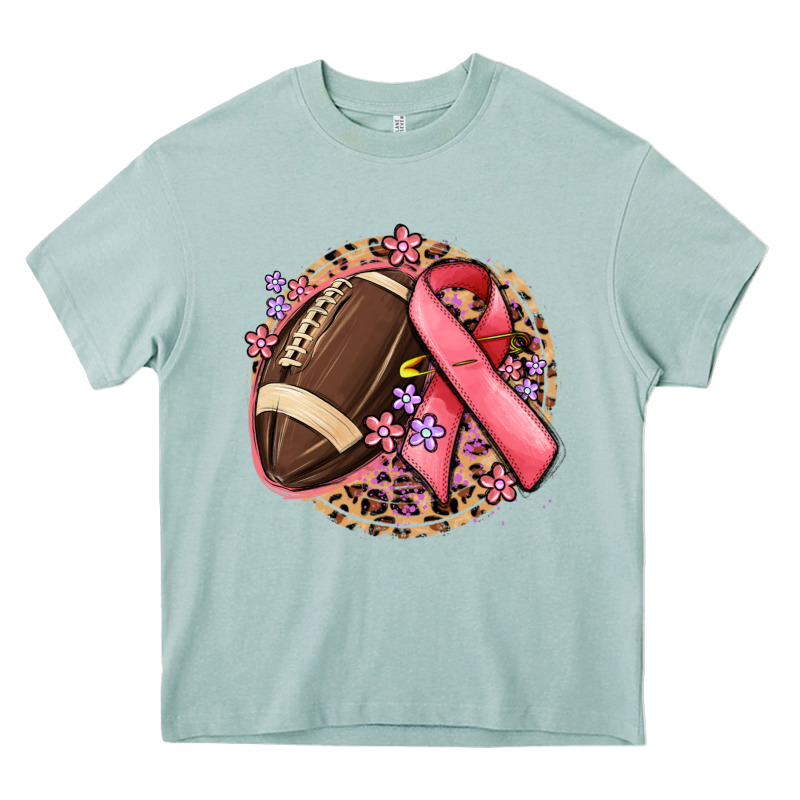 Breast Cancer Ribbon And American Football Heavy Core Tee by MaliasSmallBusiness | Teevron
