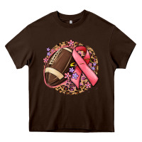 Chocolate Brown breast cancer ribbon and american football Heavy Core Tee - MaliasSmallBusiness