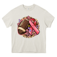 Cream breast cancer ribbon and american football Heavy Core Tee - MaliasSmallBusiness