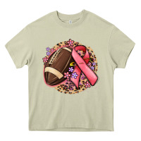 Mossy breast cancer ribbon and american football Heavy Core Tee - MaliasSmallBusiness