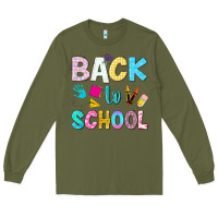 Army Green back to school Long Sleeve Tee - NancyCooperArtShop