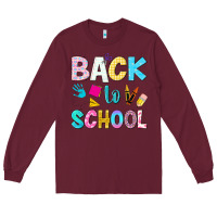 Burgundy back to school Long Sleeve Tee - NancyCooperArtShop