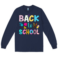 Navy back to school Long Sleeve Tee - NancyCooperArtShop