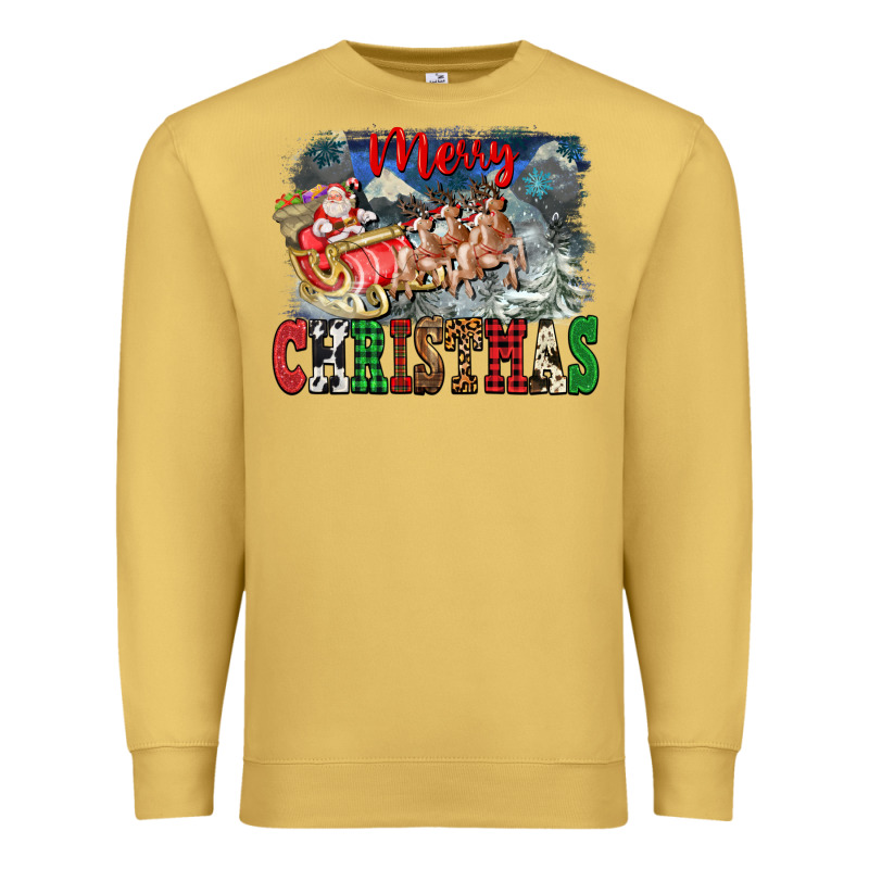 Merry Christmas Santa Sleigh Premium Sweatshirt by FaDigitalArtStudio | Teevron