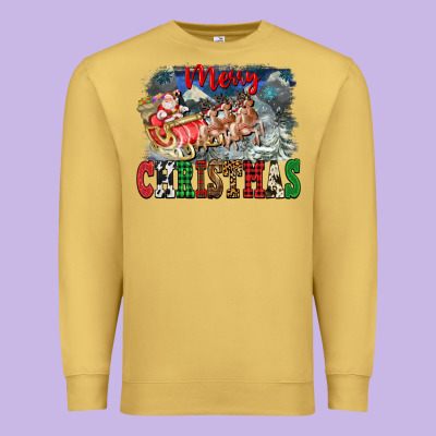 Merry Christmas Santa Sleigh Premium Sweatshirt Designed By Fadigitalartstudio