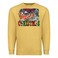 Antique Gold Merry Christmas Santa Sleigh Premium Sweatshirt - FaDigitalArtStudio