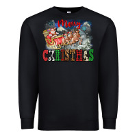 Black Merry Christmas Santa Sleigh Premium Sweatshirt - FaDigitalArtStudio