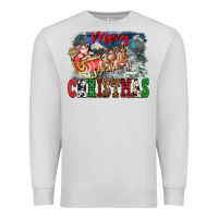 Dove Grey Merry Christmas Santa Sleigh Premium Sweatshirt - FaDigitalArtStudio