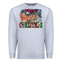 Heather Grey Merry Christmas Santa Sleigh Premium Sweatshirt - FaDigitalArtStudio