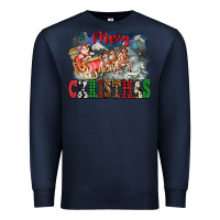 Navy Merry Christmas Santa Sleigh Premium Sweatshirt - FaDigitalArtStudio