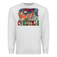 Oatmeal Heather Merry Christmas Santa Sleigh Premium Sweatshirt - FaDigitalArtStudio