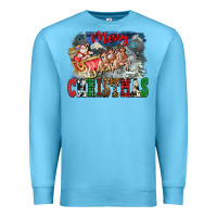 Ocean Blue Merry Christmas Santa Sleigh Premium Sweatshirt - FaDigitalArtStudio