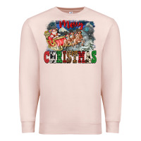 Pale Pink Merry Christmas Santa Sleigh Premium Sweatshirt - FaDigitalArtStudio