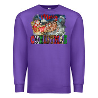 Purple Merry Christmas Santa Sleigh Premium Sweatshirt - FaDigitalArtStudio