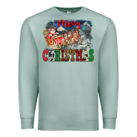 Seafoam Merry Christmas Santa Sleigh Premium Sweatshirt - FaDigitalArtStudio