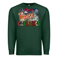 Sports Green Merry Christmas Santa Sleigh Premium Sweatshirt - FaDigitalArtStudio
