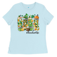 Baby Blue retro patricks day teacher life Ladies Tee - MaliasSmallBusiness