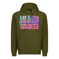 Army Green Live laugh love hippie Valentine's Day Premium Hoodie - FaDigitalArtStudio