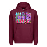 Burgundy Live laugh love hippie Valentine's Day Premium Hoodie - FaDigitalArtStudio