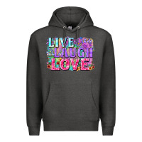 Charcoal Heather Live laugh love hippie Valentine's Day Premium Hoodie - FaDigitalArtStudio