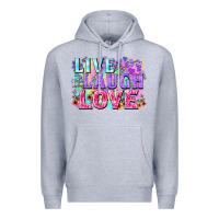 Heather Grey Live laugh love hippie Valentine's Day Premium Hoodie - FaDigitalArtStudio