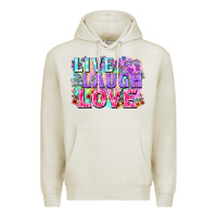 Oatmeal Heather Live laugh love hippie Valentine's Day Premium Hoodie - FaDigitalArtStudio