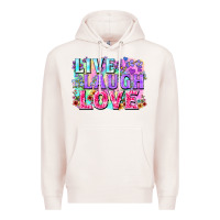 Pale Pink Live laugh love hippie Valentine's Day Premium Hoodie - FaDigitalArtStudio