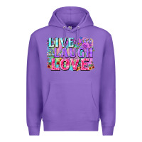 Purple Live laugh love hippie Valentine's Day Premium Hoodie - FaDigitalArtStudio