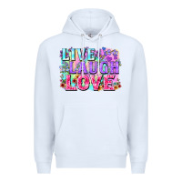 White Live laugh love hippie Valentine's Day Premium Hoodie - FaDigitalArtStudio