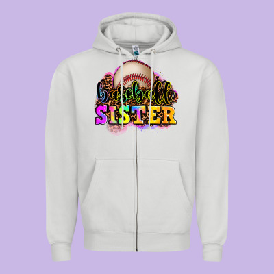 Baseball Sister Zipper Hoodie Designed By Oliviacreatesart