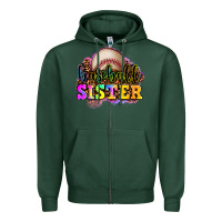 Sports Green baseball sister Zipper Hoodie - OliviaCreatesArt