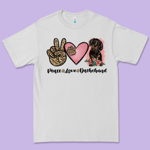 Peace Love Dachshund Premium Tee Designed By Jahusdesignshop