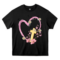 Black heart cross Heavy Core Tee - MaliasSmallBusiness