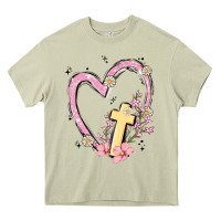 Mossy heart cross Heavy Core Tee - MaliasSmallBusiness