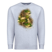 Heather Grey camouflage and leopard patch  1 Premium Sweatshirt - BundleAndBundleShop