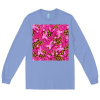 Colony Blue breast cancer with ribbon and butterfly seamless p Long Sleeve Tee - texasbilliewilder